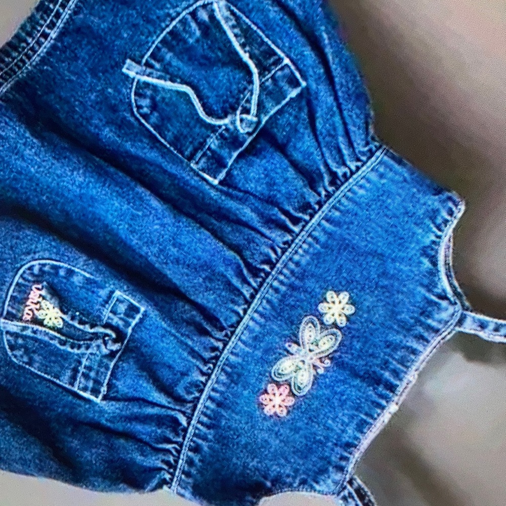 Embroidered flowers butterfly denim blouse